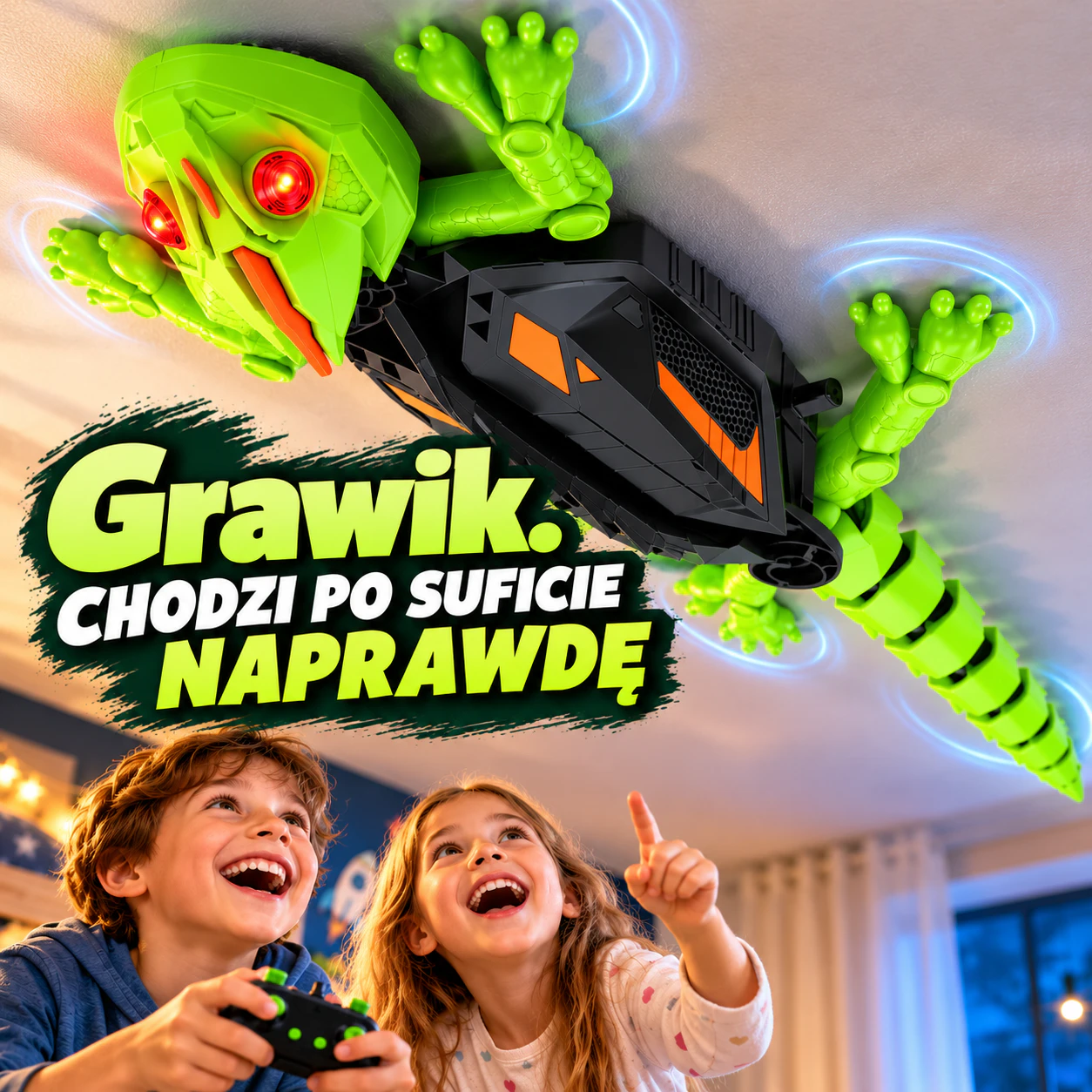 GRAWIK - zabawka na pilota, dla dziewczynki i chłopca, która naprawdę chodzi po ścianach, szybach i suficie. 1